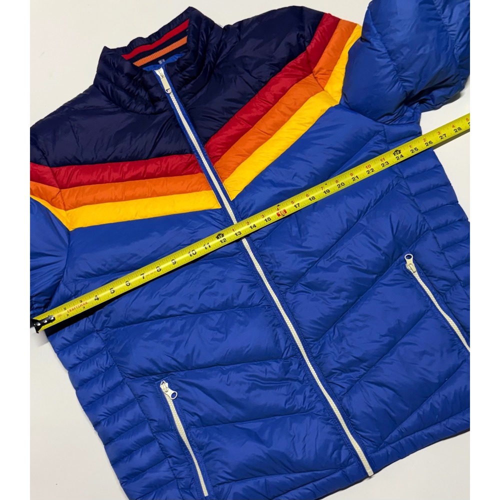 Marine Layer x Lost & Found Puffer Jacket Mens XL Rainbow Stripe Down Blue 14785 - Picture 2 of 5